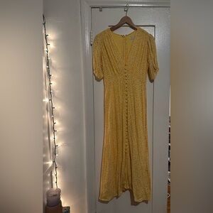Faithfull the Brand Yellow Floral Button-Front Maxi Dress